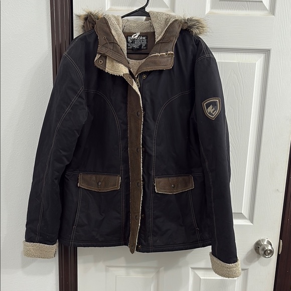 Black and Brown Fur-Lined Jacket - Picture 1 of 5
